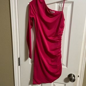 Revolve super down dress size XS hot pink . Very slimming and lined.